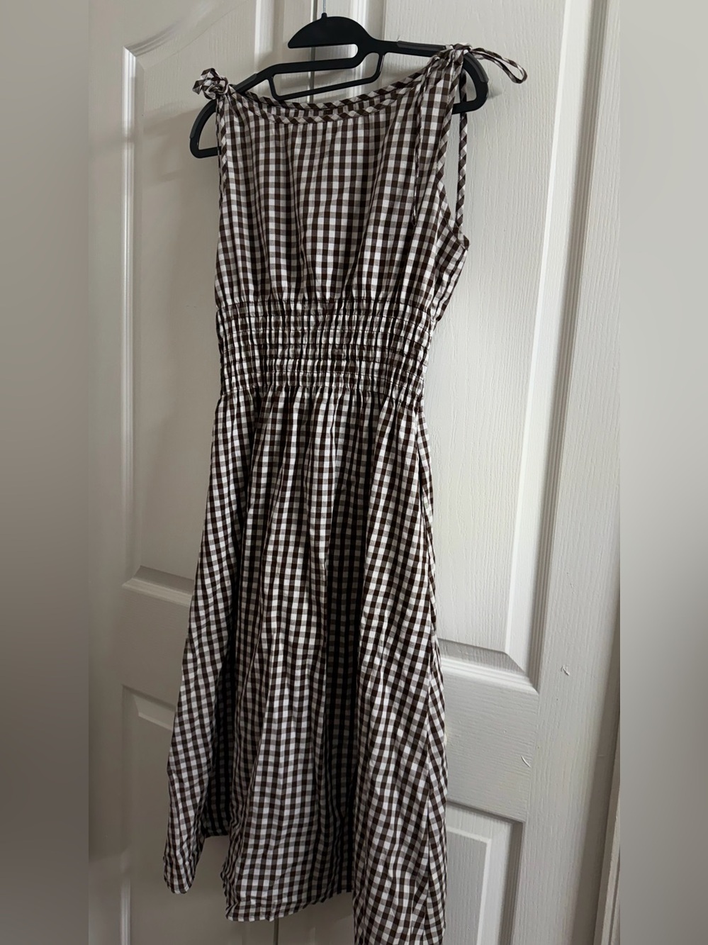Amazon Brown and White Gingham Midi Dress